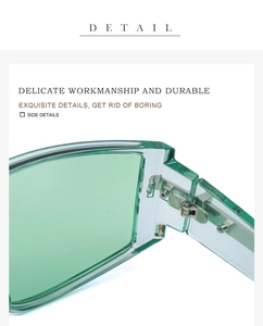 Close-up of durable metal hinge on green translucent square frame sunglasses