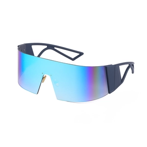 Lunettes de soleil de sport enveloppantes avec verres miroir arc-en-ciel et branches évidées