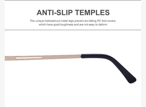 Detail of hollow metal sunglasses temples with non-slip PC tips and steampunk design