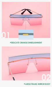 Gros plan sur des lunettes de soleil carrées à monture métallique or rose et verres dégradés
