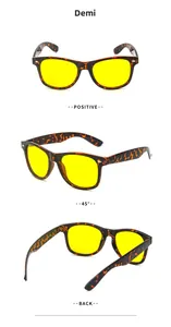 Multiple views showing classic tortoise shell frame sunglasses with bright yellow lenses