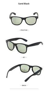 Detailed views of matte black polarized sunglasses with model 2140 frame parameters