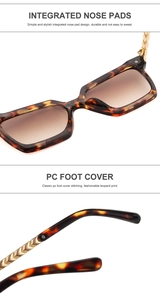 Detail of integrated nose pads and tortoise shell PC temple tips on sunglasses