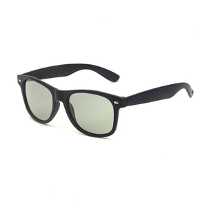 Classic polarized square frame day-night sunglasses for men with silver rivets on black frame