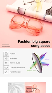 Große orangefarbene Sonnenbrille mit Anti-UV-Linsen und Stoßfestigkeit im Detail