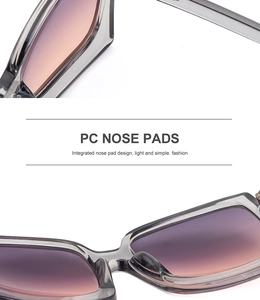 Detail der integrierten PC-Nasenpads bei übergroßen modischen Sonnenbrillen