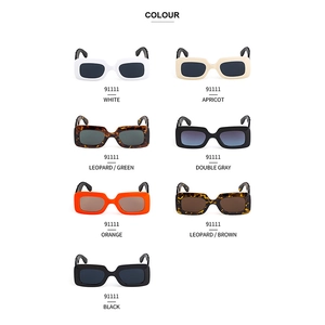 Retro rectangular sunglasses with thick frames in multiple colors including leopard and black
