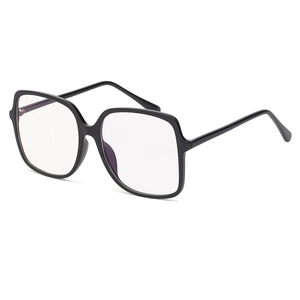 Classic oversized square black frame sunglasses with polished finish and clear lenses