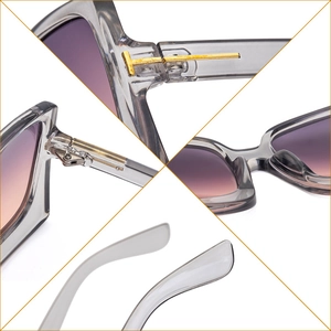 Modische graue transparente Übergroße Sonnenbrille mit lila Verlaufsgläsern und T-Detail