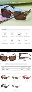 Detailed size chart for square metal sunglasses showing precise lens and frame dimensions