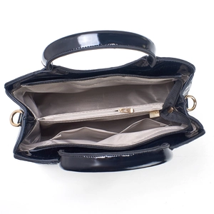 Large black crocodile pattern tote bag with spacious interior and gold hardware details