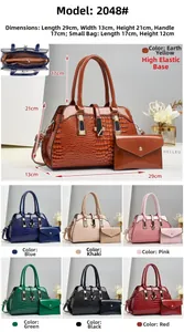 Détails du sac à main motif crocodile avec dimensions et différentes couleurs disponibles
