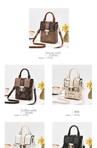 Detailed color options of stylish mini crossbody bags with signature metal clasps