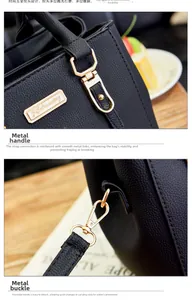 Detail of durable golden hardware and spring hooks on black pebble leather handbag