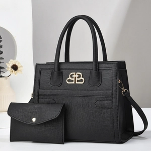 Sac À Main Fourre-Tout Et Pochette Femme Texture Litchi Similicuir Sac Bandoulière Couleur Unie Élégant Polyvalent