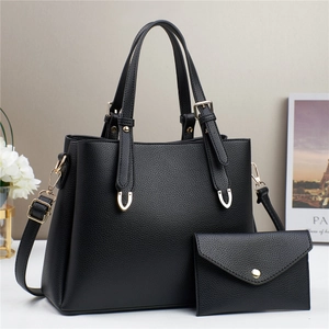 Lychee Pattern PU Leather Handbag And Envelope Pouch Large Capacity Tote Adjustable Shoulder Strap Women Daily Street Fashion