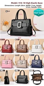 Detailed size specifications of the crocodile pattern handbag with crystal buckle