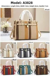 Detailed view of women's tote bag showing 29x14x22cm dimensions and textured material