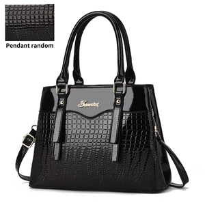 Glossy PU Leather Handbag Women Lizard Pattern Patchwork Large Capacity Shoulder Bag With Top Handle Trendy Crossbody