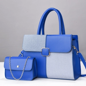 Women Handbag And Mini Chain Crossbody Bag PU Leather Fabric Stitching Metal Buckle Elegant Commuting Contrast Color