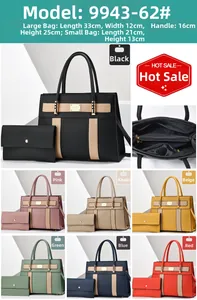 Detailed set showing 33x12x25cm large tote bag and 21x13cm matching pouch in 7 colors