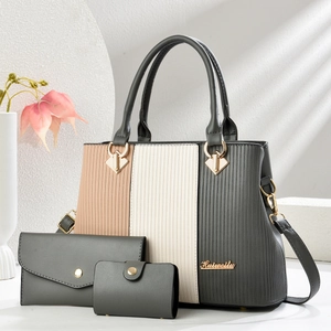 Set borse da donna 3 pezzi con design a blocchi di colore e finitura testurizzata