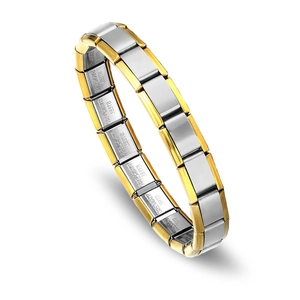 Modulares Edelstahl-Gliederarmband im italienischen Stil in Silber und Gold zweifarbig