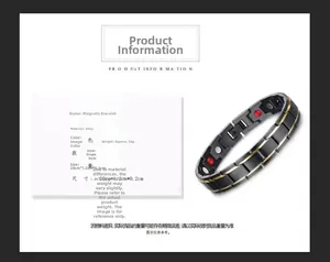 Dettaglio del bracciale magnetico in lega con inserti funzionali e accenti dorati