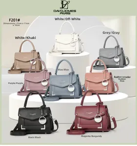 Detailed size specifications for eight colorful litchi pattern leather handbags