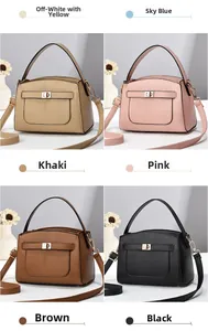 Vue détaillée en grille de sacs à main en cuir en beige, rose, kaki, marron et noir