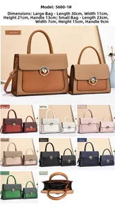 Detail view of large and small 2-in-1 handbag set with braided texture and magnetic closure