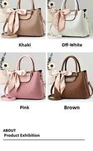 Detailed display of crocodile texture handbags in khaki, beige, pink, and brown options