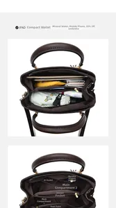 Vue détaillée de l'intérieur du sac à damier montrant les compartiments et sa grande capacité