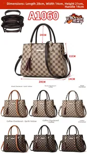 Dimensions détaillées du sac Boston à damier avec compartiments et options de couleurs