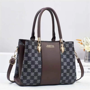 Patchwork PU Leather Shoulder Bag Women Colorblock Checkerboard Pattern Large Capacity Handbag Chic Crossbody Satchel