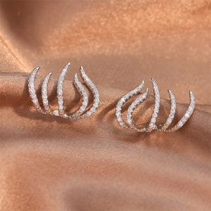 Orecchini A Artiglio Rame Zirconia Cubica Con Perno In Argento Sterling 925 Gioielli Geometrici Moda Donna