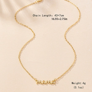 Minimalist gold MAMA pendant necklace for women on a stone background, mother's day gift idea