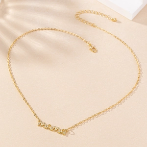 Elegant gold MAMA letter necklace with minimalist chain for Mother's Day gift