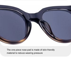 Détail des plaquettes de nez monobloc amies de la peau sur lunettes de soleil œil de chat