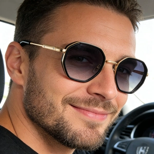 Men Vintage Polygon Sunglasses Metal Frame Retro Hexagon UV Protection Eyewear For Driving Outdoor Fashion Fashionable