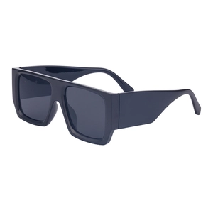 Modern flat top oversized sunglasses for women with thick black frame and dark lenses