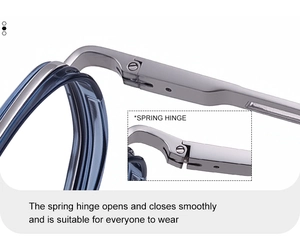 Detail view of durable metal spring hinges on stylish square frame sunglasses