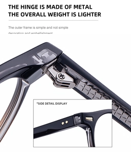 Close-up of durable metal hinge and decorative detail on round frame sunglasses