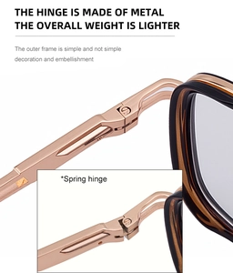Detailed close-up of premium spring hinge on square tortoiseshell sunglasses