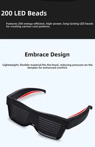 Close-up of LED shutter glasses featuring 200 light beads and wrap-around design