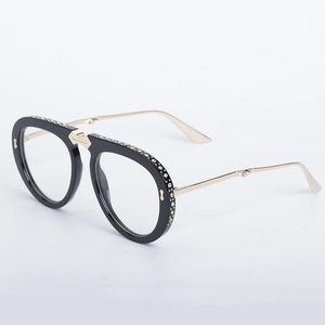 Fashionable oversized folding sunglasses with rhinestone accents and gold metal temples
