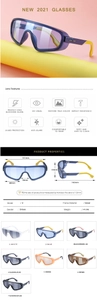 Detailed size chart and multi-color options for steampunk cycling sports sunglasses