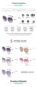 Detailed size specifications and weight info for rimless polarized women sunglasses