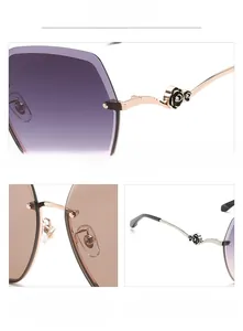 Detail of polarized sunglasses with black rose hinge design and soft silicone nose pads