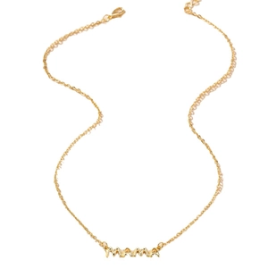 Minimalist gold MAMA letter necklace with elegant cable chain and lobster clasp closure